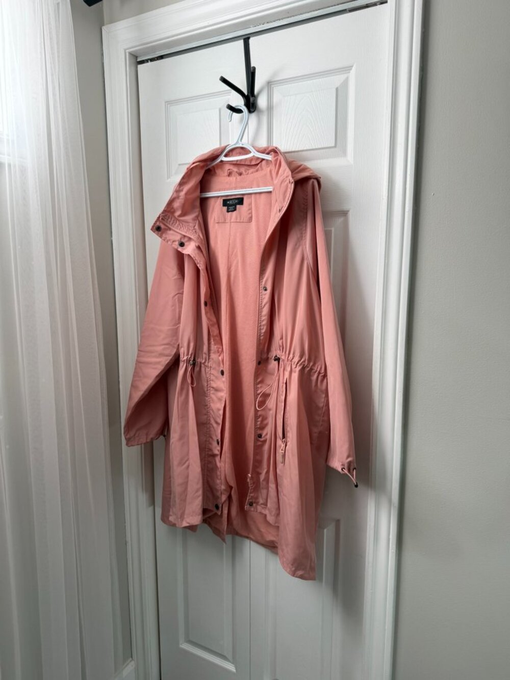 Dusty Pink Hooded Raincoat Parka Jacket